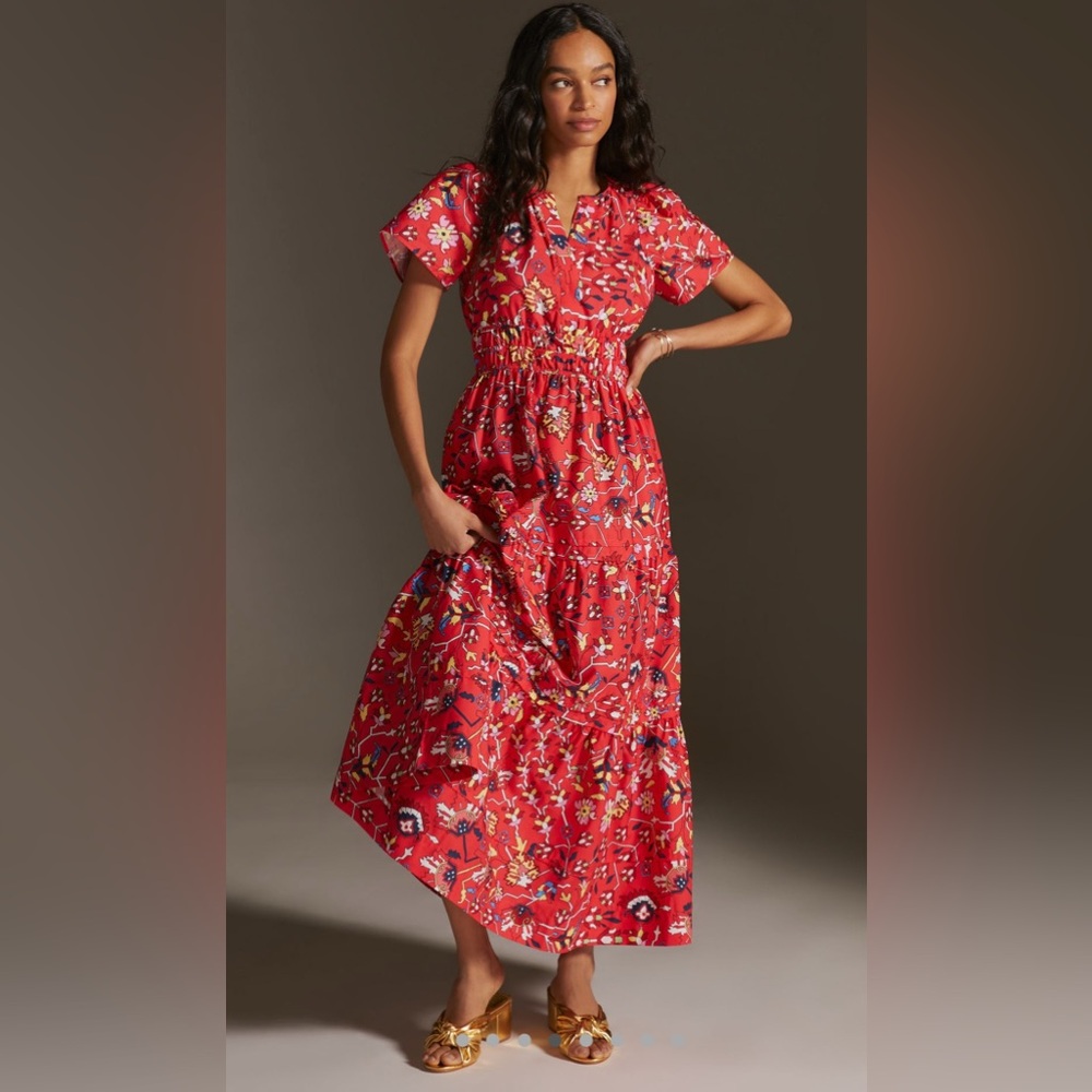 NWT Anthropologie The Somerset Maxi dress Red / multicolor Size XXS